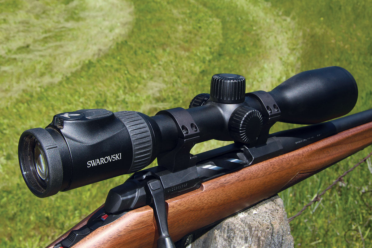 A Swarovski Z8i 2-16x 50mm P was mounted on the Browning during testing. The scope included the company’s 4A-I reticle, capped MRAD adjustments, SwaroLight illumination system and SwarClean coatings.